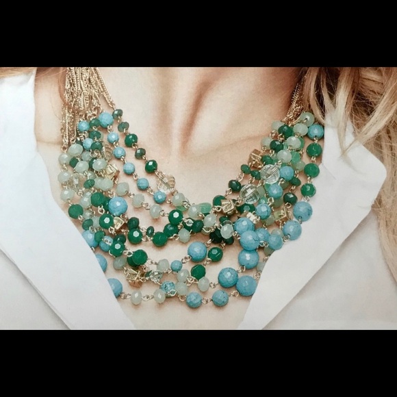 Stella and Dot Maldives Necklace - Blue/Teal/Green - Picture 2 of 5